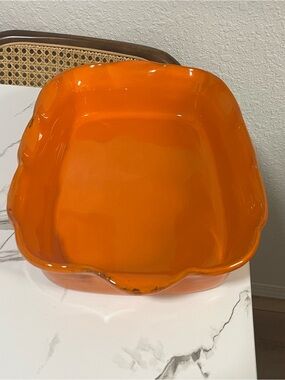 De Silva Italian Bright Orange Glazed Ceramic Serving Dish